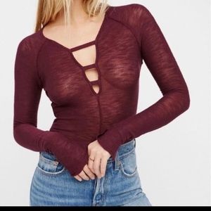 Intimately Free People Deep V Ladder Long Sleeve